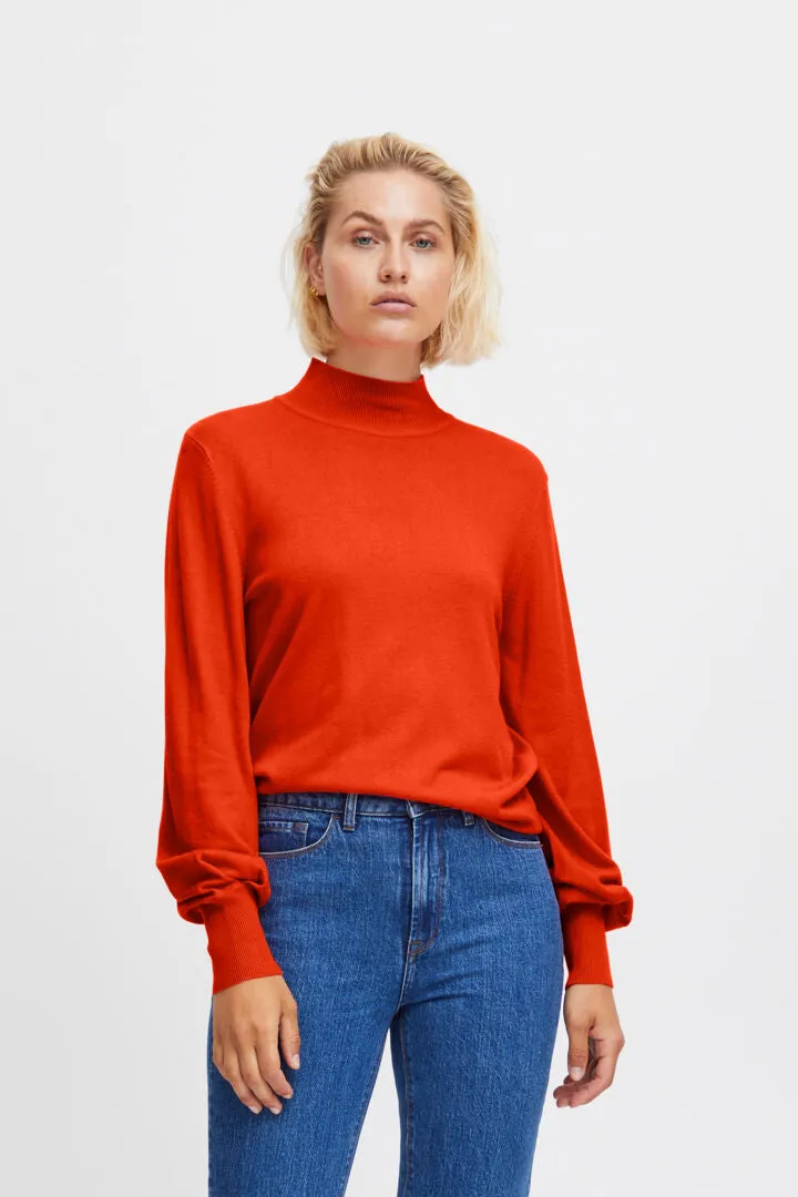 Ichi Ihmafa Turtle Neck Jumper Orange