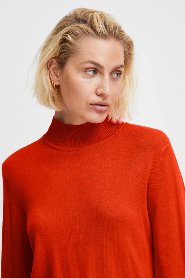 Ichi Ihmafa Turtle Neck Jumper Orange