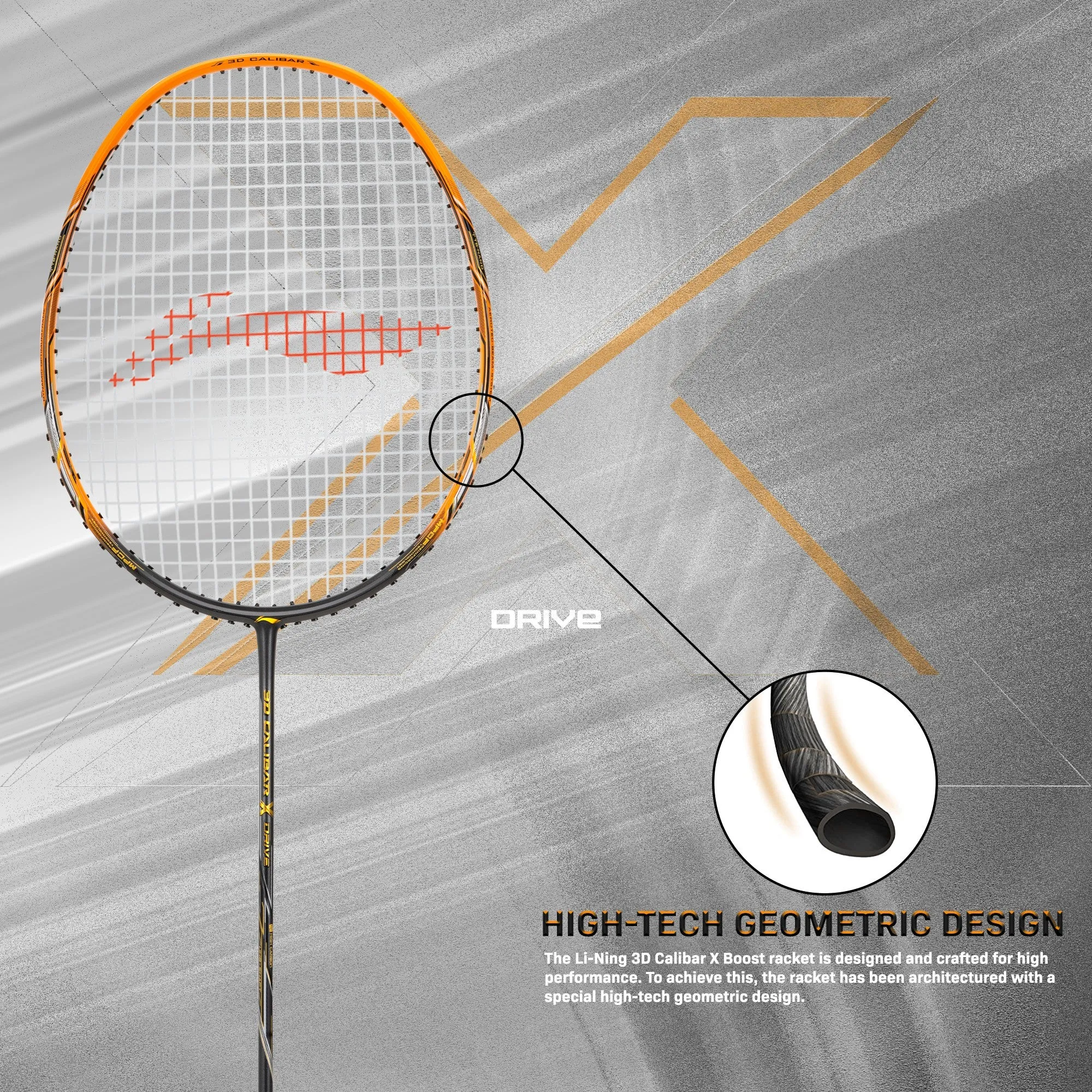 Li-Ning 3D Calibar X Drive Carbon Graphite Strung Badminton Racquet (Multicolor)