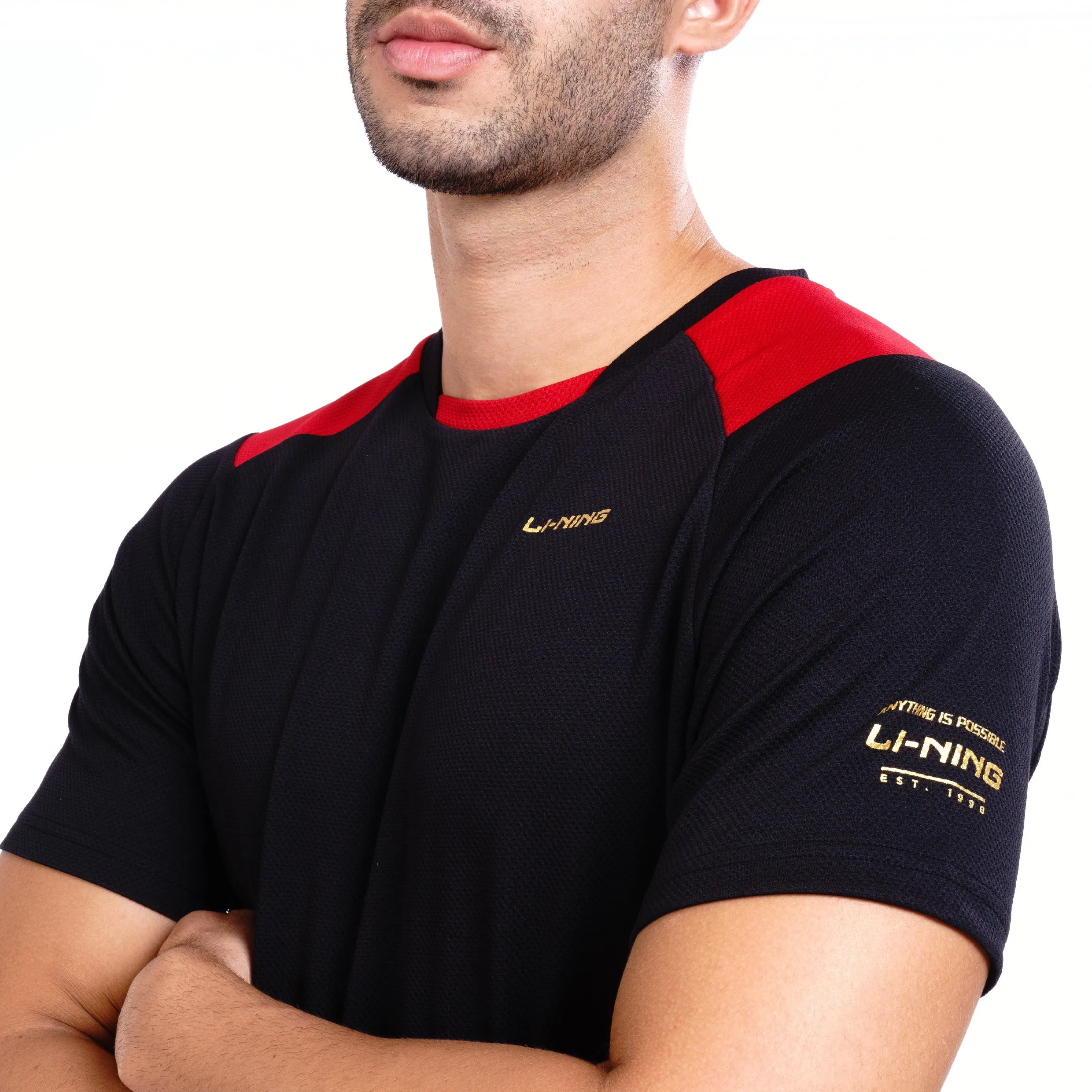 Li-Ning Flip Side T-Shirt (BLACK/RED ; 3XS)