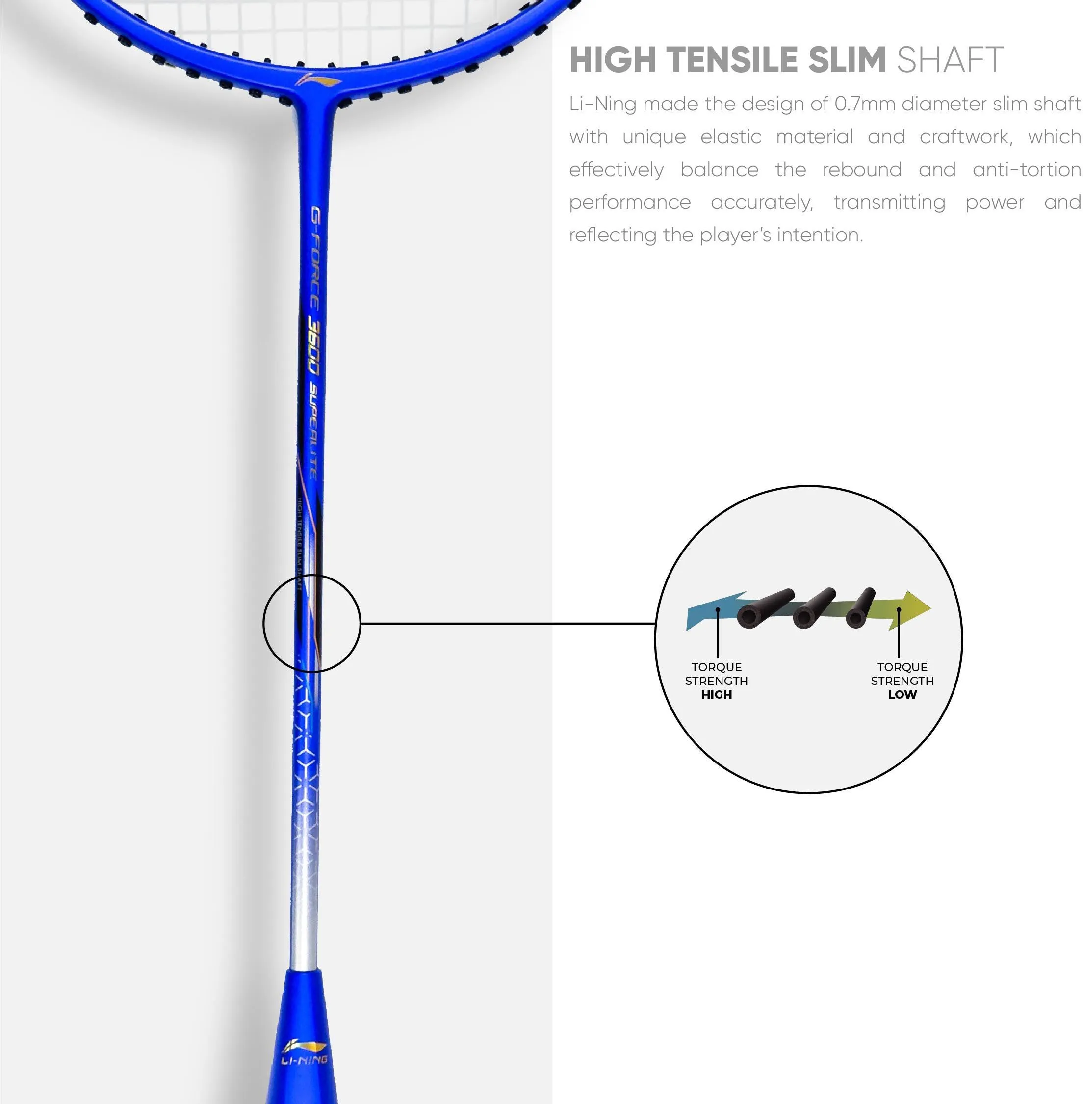 Li-Ning G-Force 3600 Superlite Strung Badminton Racquet (Blue / Yellow)