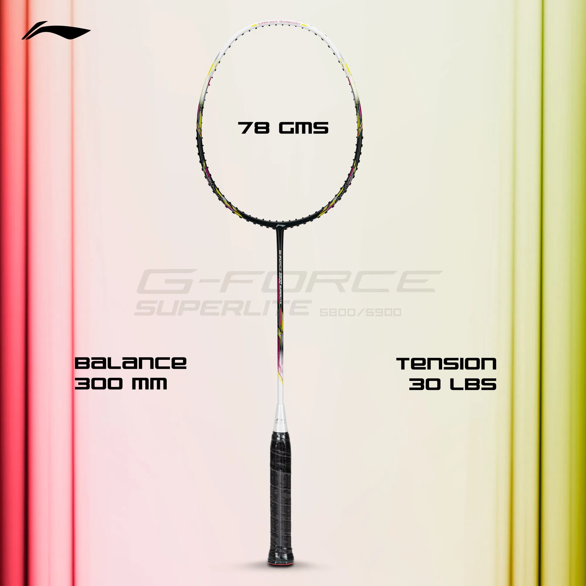 Li-Ning G-Force 5800 Superlite Strung Badminton Racquet (Black / White / Green)