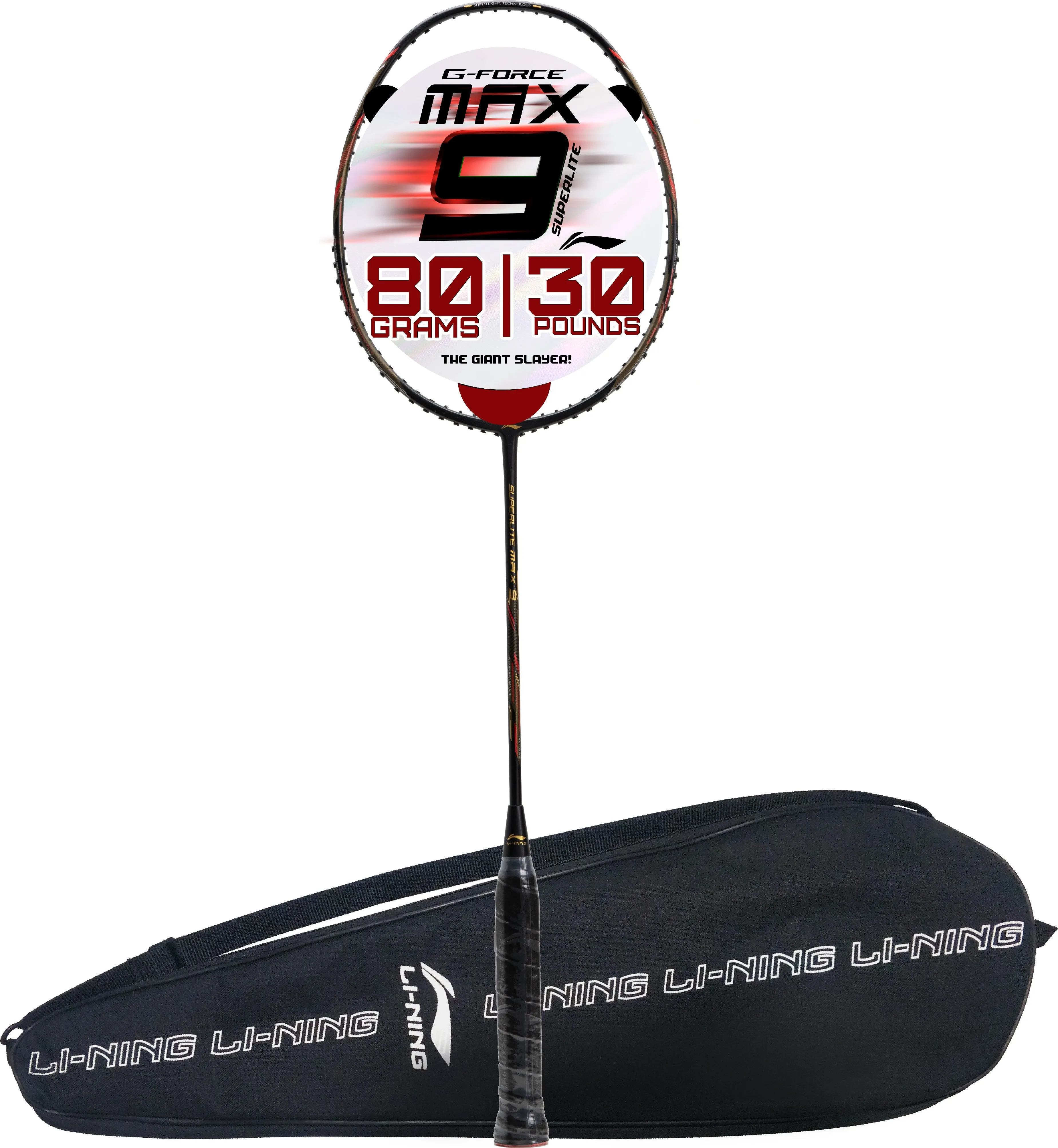 Li-Ning G-Force Superlite Max 9 Unstrung Badminton Racquet (Black / Red)