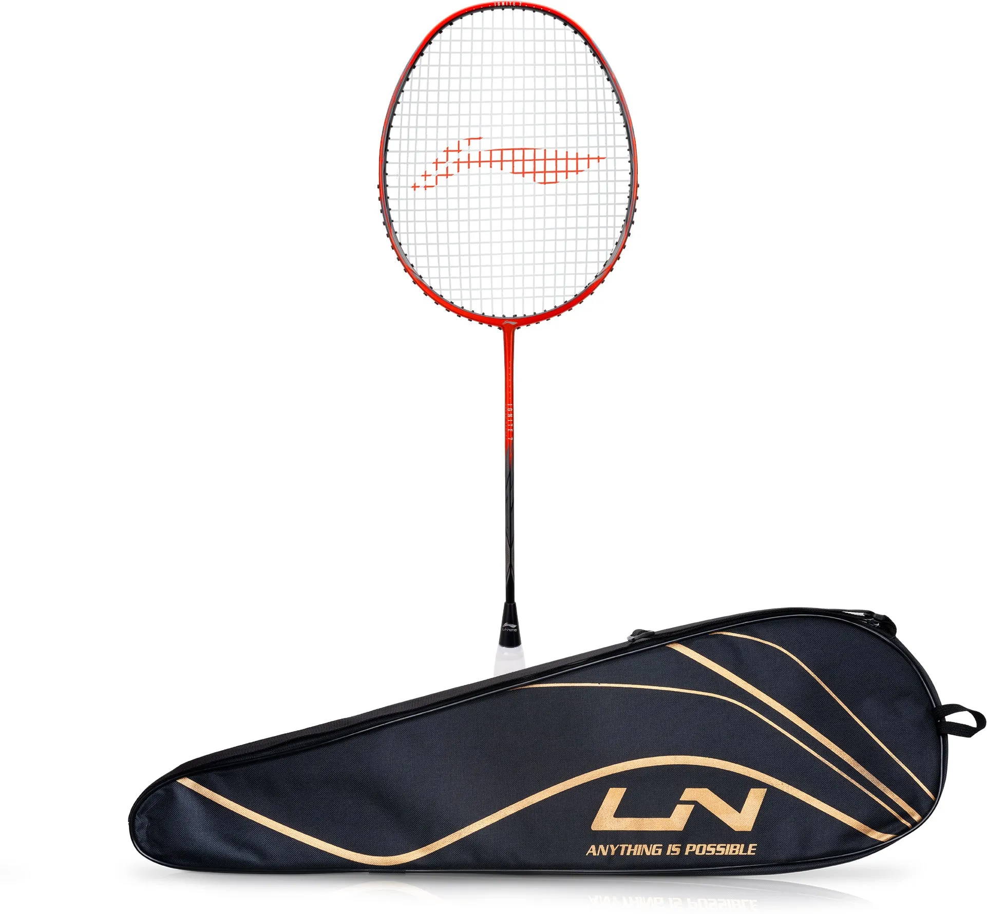 Li-Ning Ignite 7 Strung Badminton Racquet (Grey / Red)