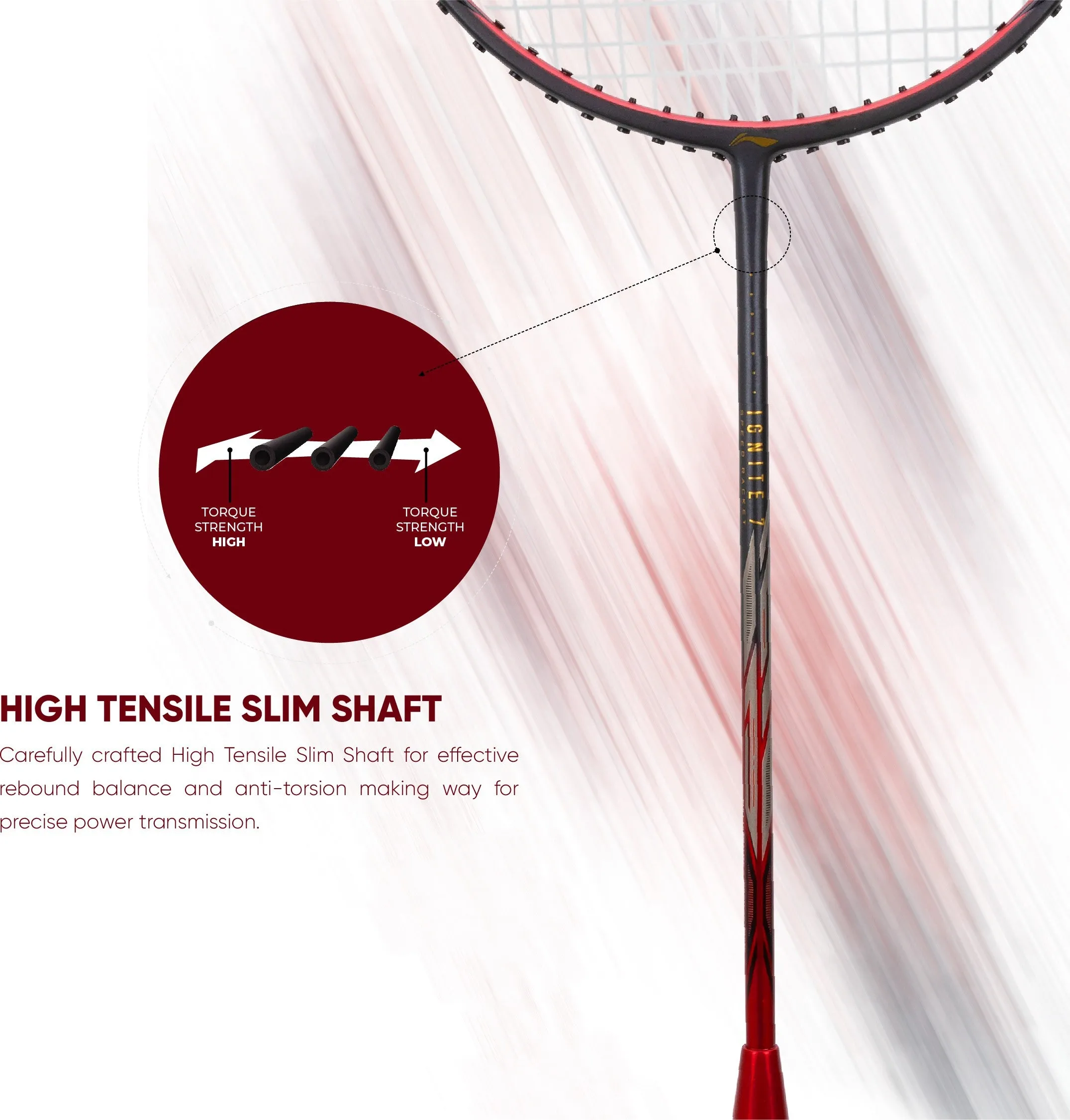 Li-Ning Ignite 7 Strung Badminton Racquet (Grey / Red)