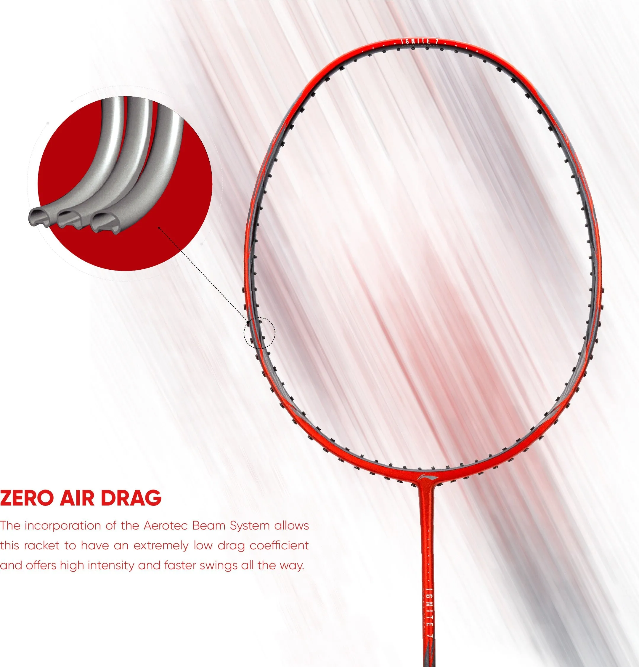 Li-Ning Ignite 7 Unstrung Badminton Racquet (Grey / Red)