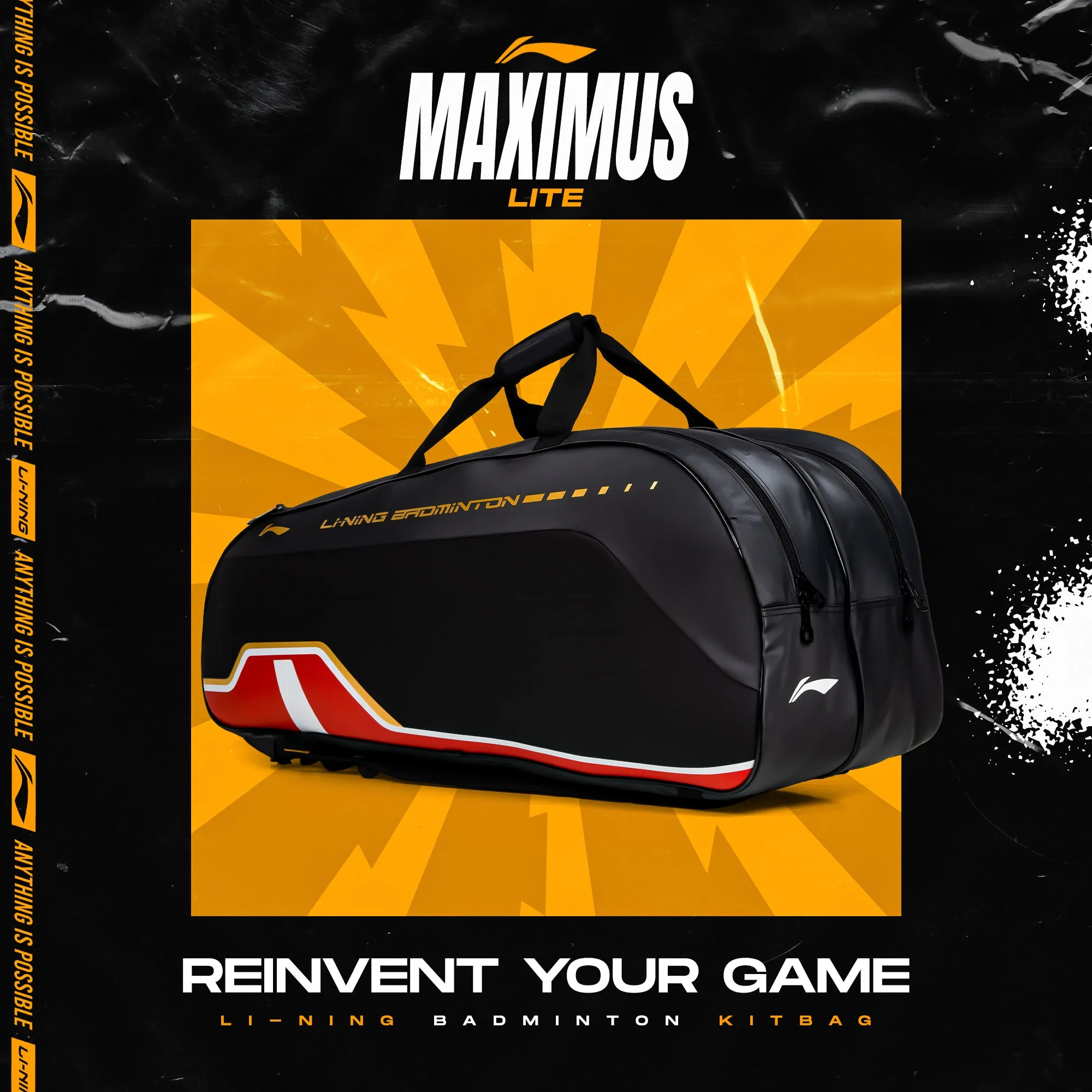 Li-Ning Maximus Lite Kit Bag (Black) (Size - M/50 L)