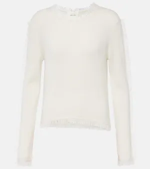 Lisa Yang cashmere top with fringe, beige