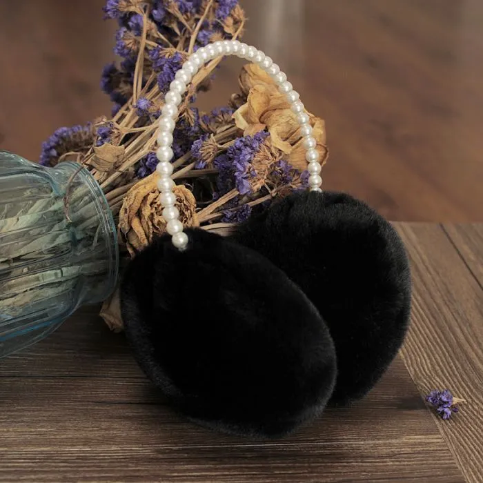 Luxury Faux Fur Earmuffs with Pearl Detail