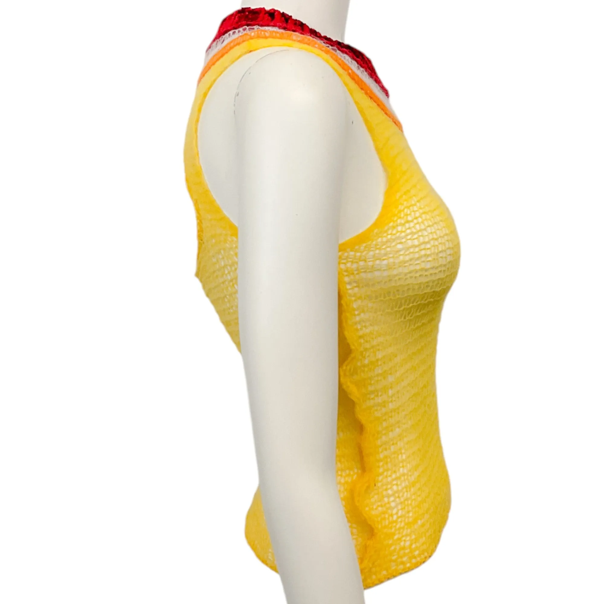 Marni Yellow Wool Open Knit Sleeveless Sweater