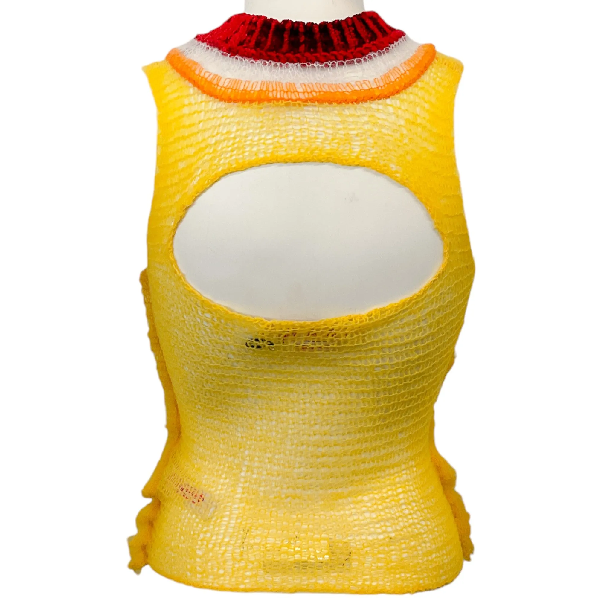 Marni Yellow Wool Open Knit Sleeveless Sweater