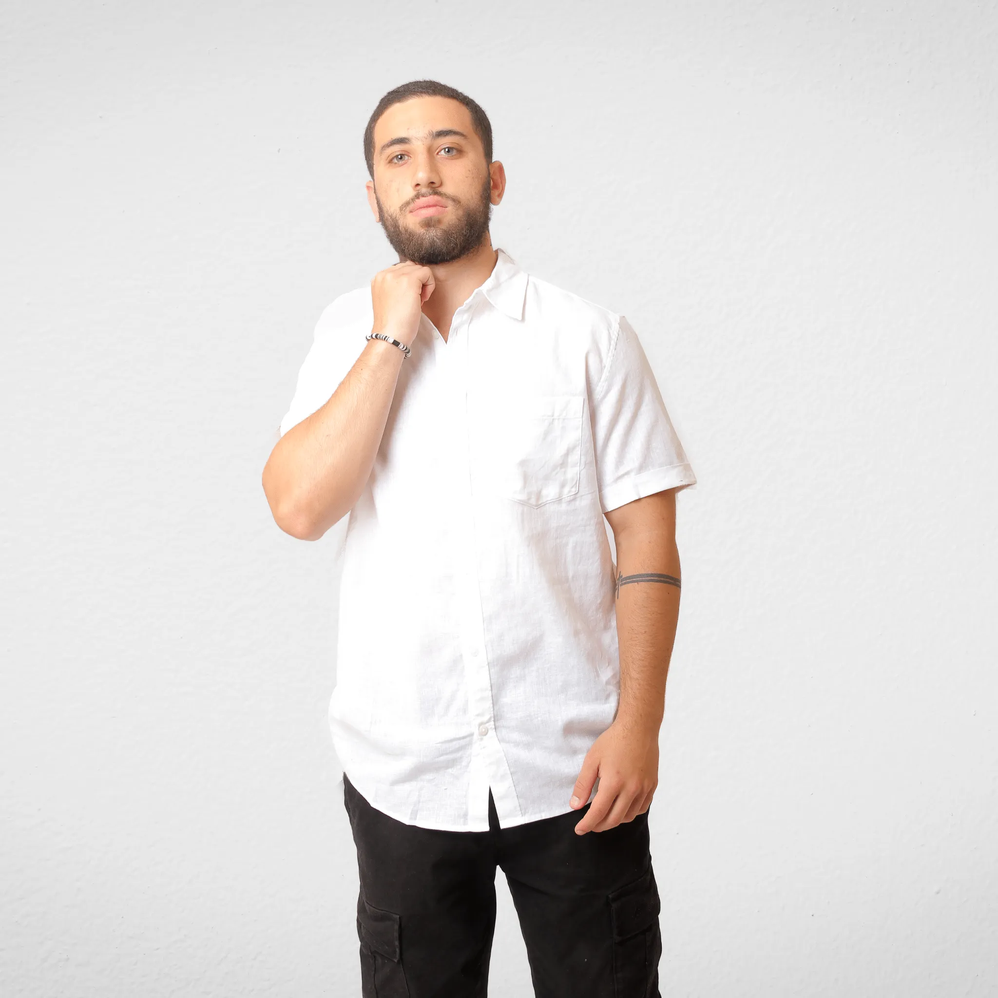 Men Linen Shirt - H&M - White