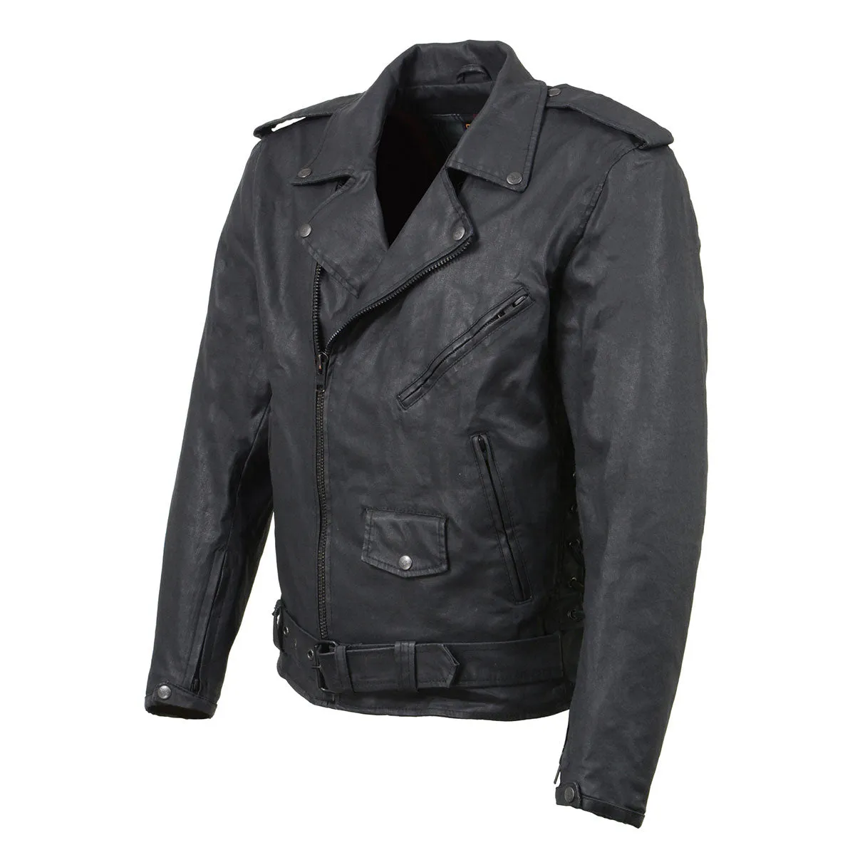 Milwaukee Leather MDM1020 Men's Black Classic 'Waxed' Motorcycle Denim Jacket with Armor