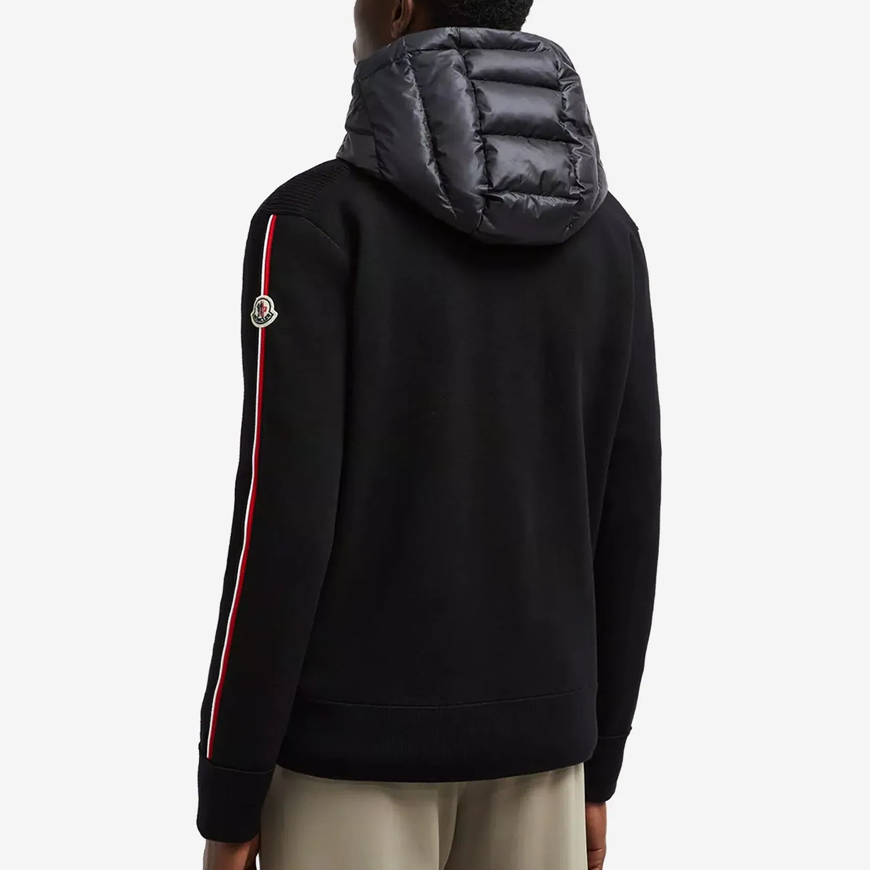 Moncler Tricot Trim Padded Wool Hoodie