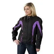 Nexgen SH2188 Women's Black and Purple Textile Motorcycle Riding Jacket with Side Stretch and Lacing