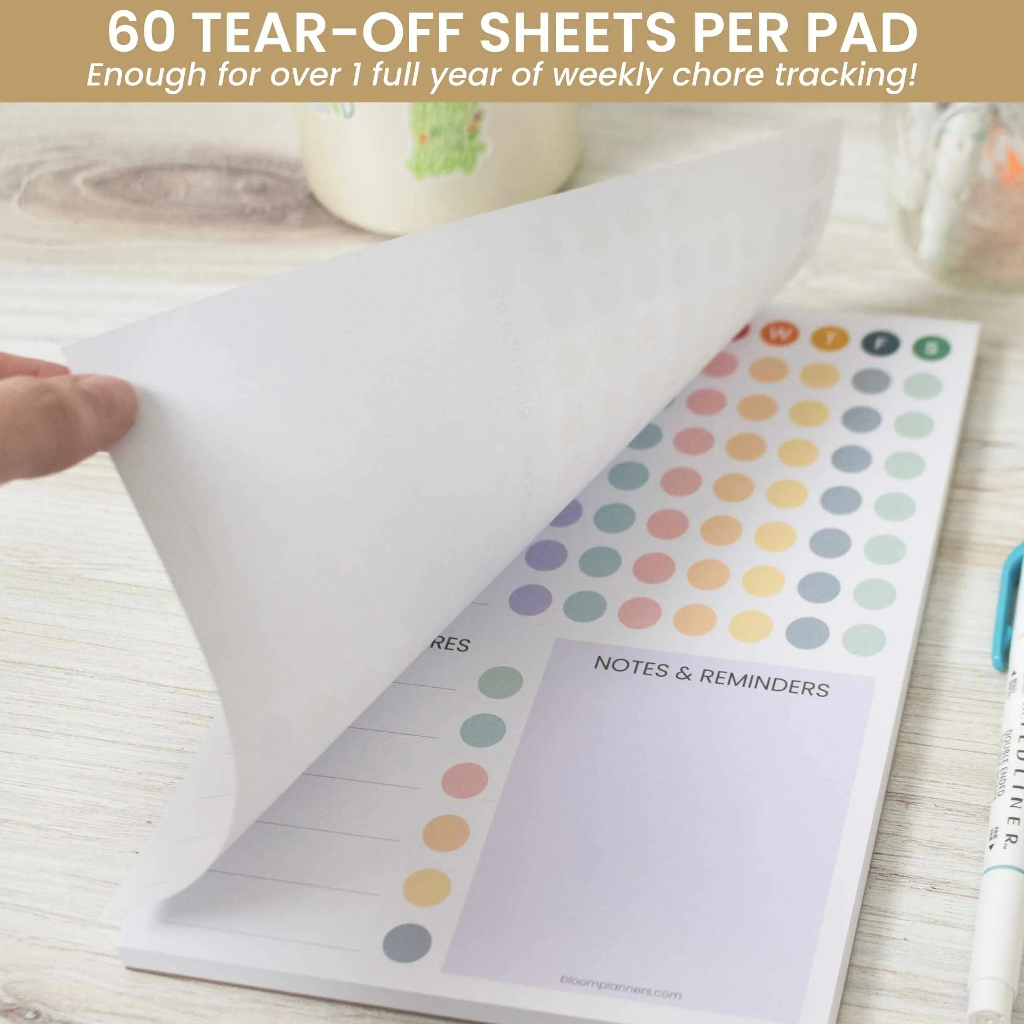 Planning Pad, 6" x 9", Chore Pad with Magnets, Bright