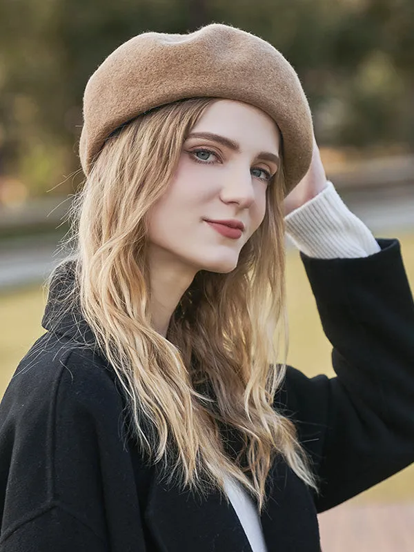 Simple Keep Warm Solid Color Beret Hats&Caps