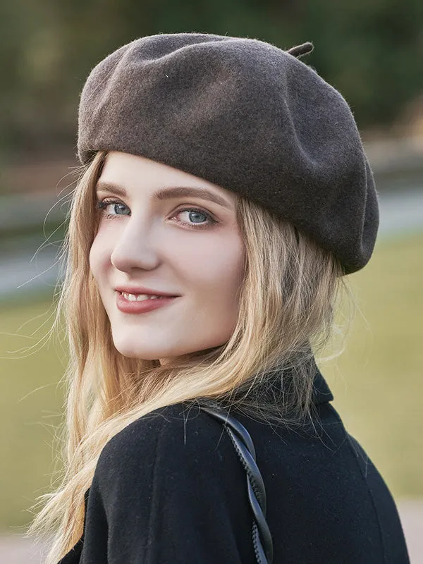 Simple Keep Warm Solid Color Beret Hats&Caps