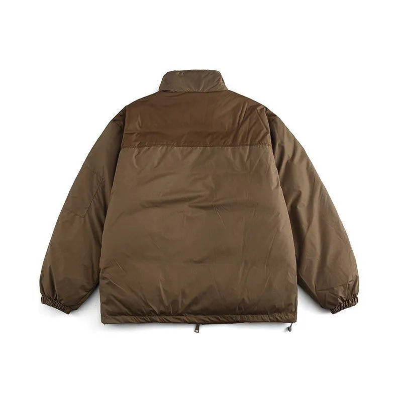 Stand-Up Collar Workwear Style Bellows Pocket Puffer Jacket