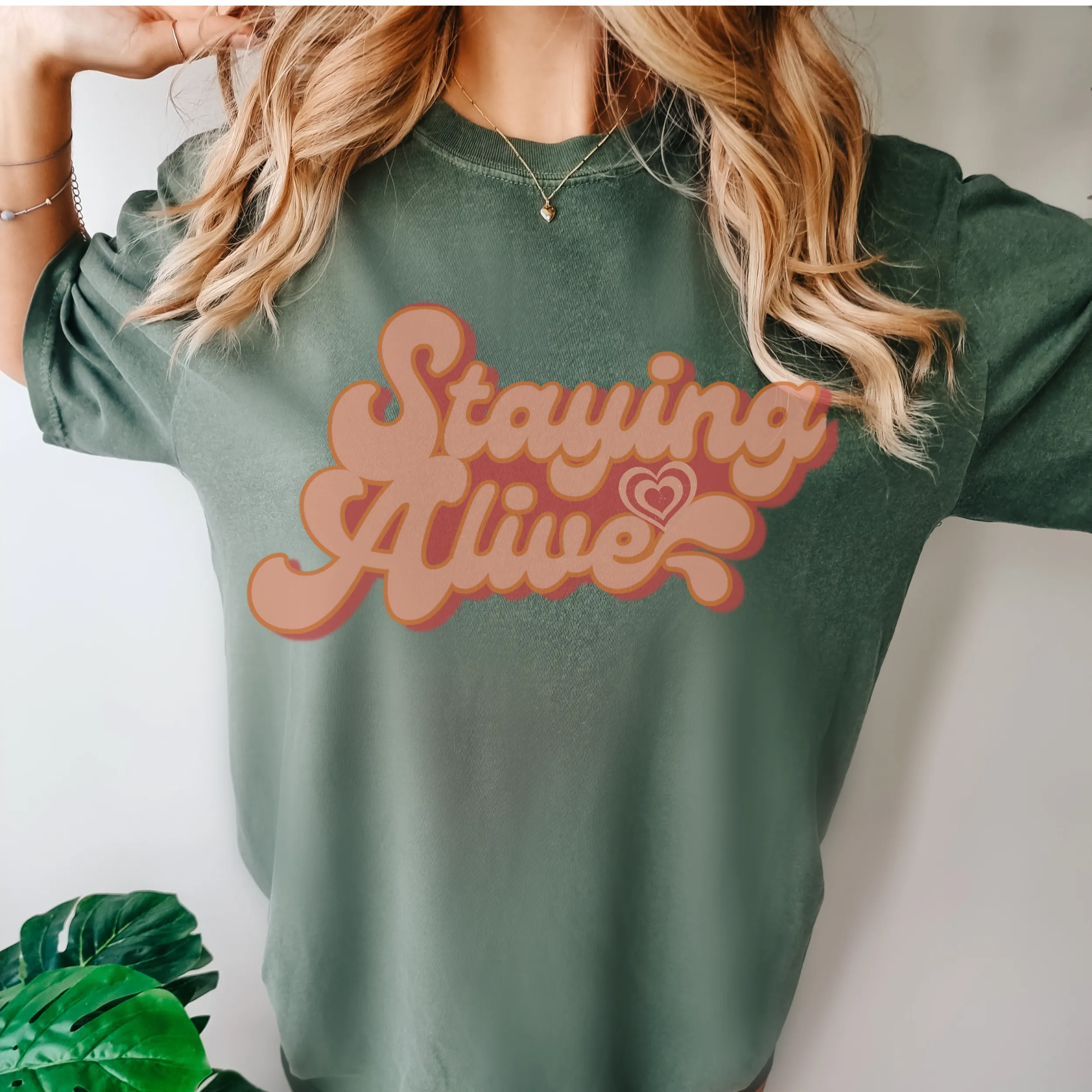 Staying Alive Seventies Tee, 70's Comfort Colors® T-shirt, Spring1970's Retro Design T-Shirt in Six Colors, Trendy Summer Seventies Tee