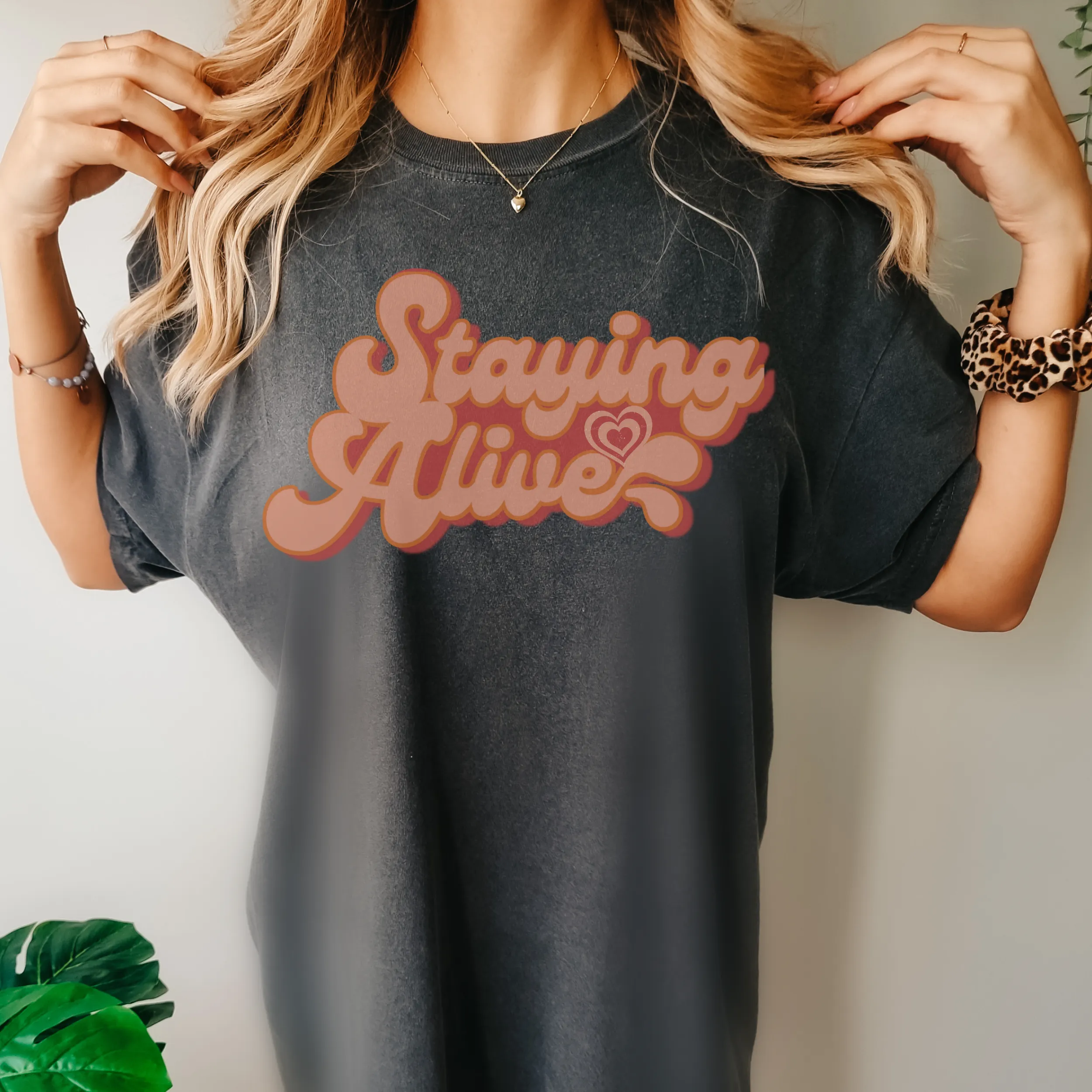 Staying Alive Seventies Tee, 70's Comfort Colors® T-shirt, Spring1970's Retro Design T-Shirt in Six Colors, Trendy Summer Seventies Tee