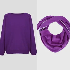 STONE-Crew Neck Purple & Diamond Scarf Purple Lilac