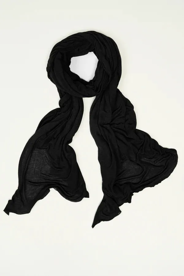 Viscose scarf plain knit - Black