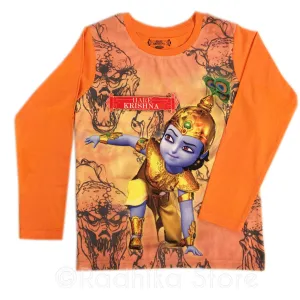 Warrior Krishna Orange Long Sleeve- Choose Size-2 to 4 Years