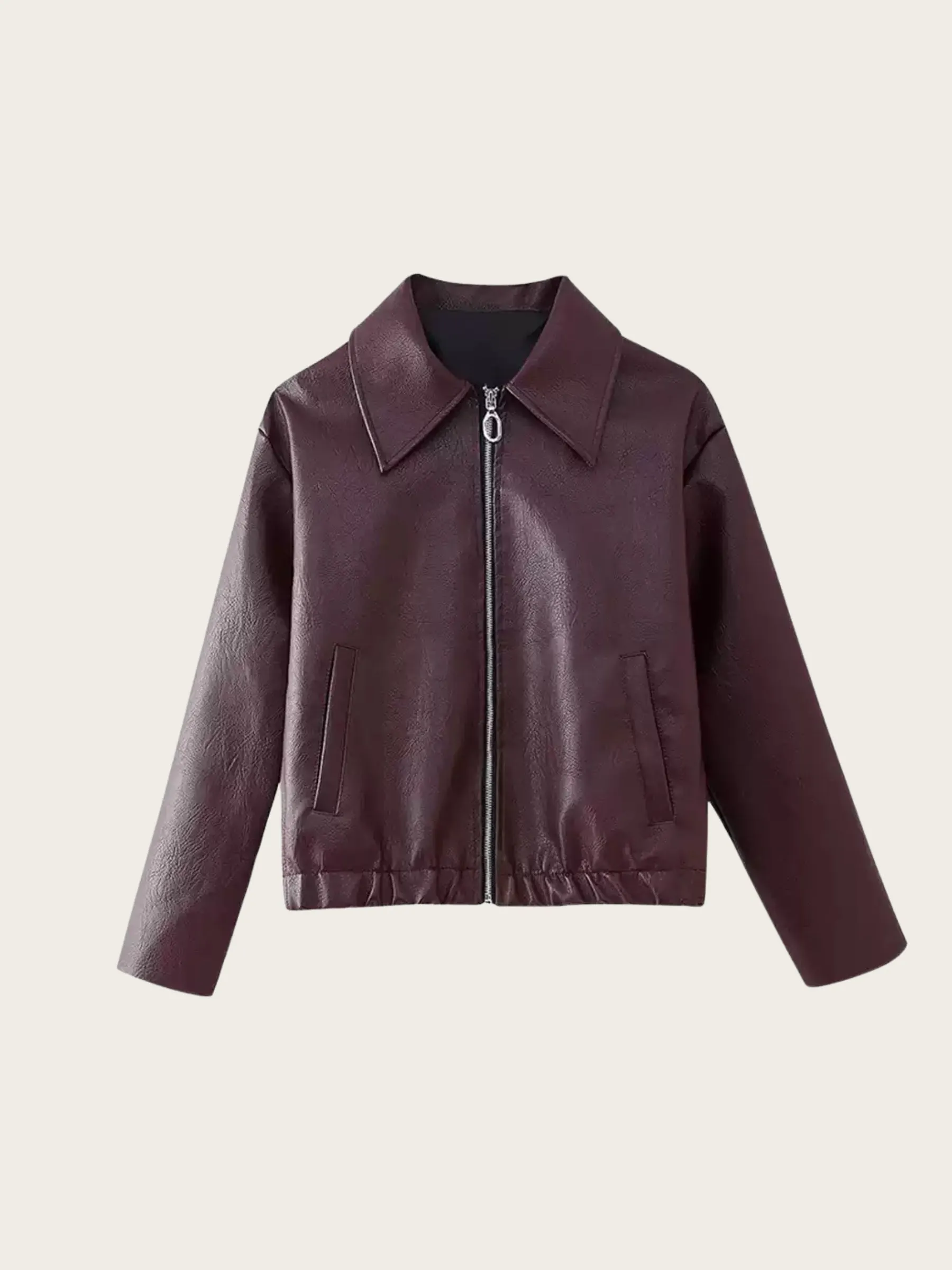 Wenkouban-Winter Outfits Christmas Muriel Faux Leather Zip-Up Jacket