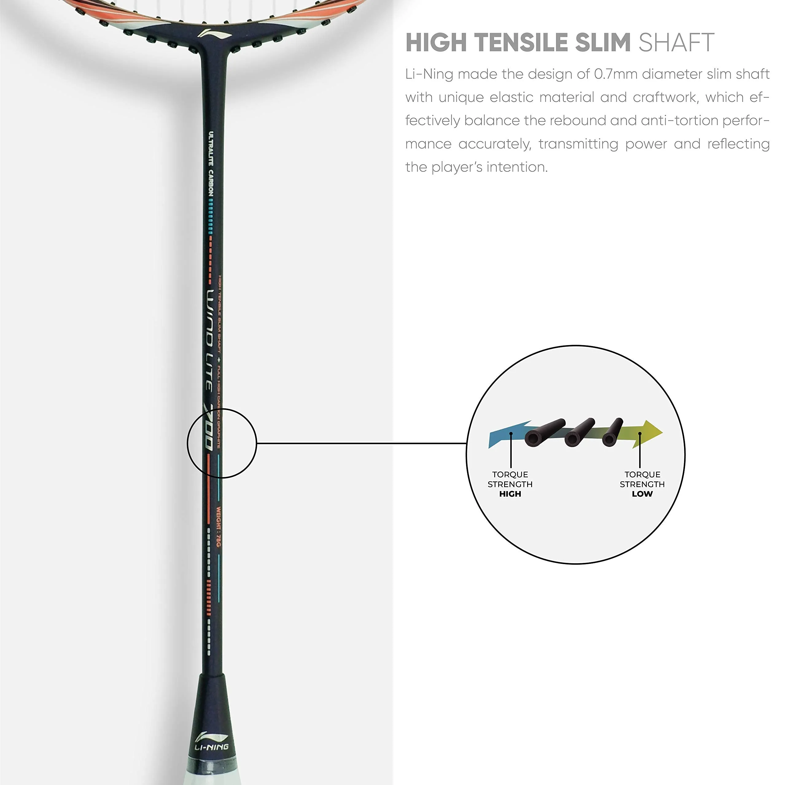 Wind Lite 700 Carbon Fibre Strung Badminton Racket with Free Full Cover (Purple/Peach)