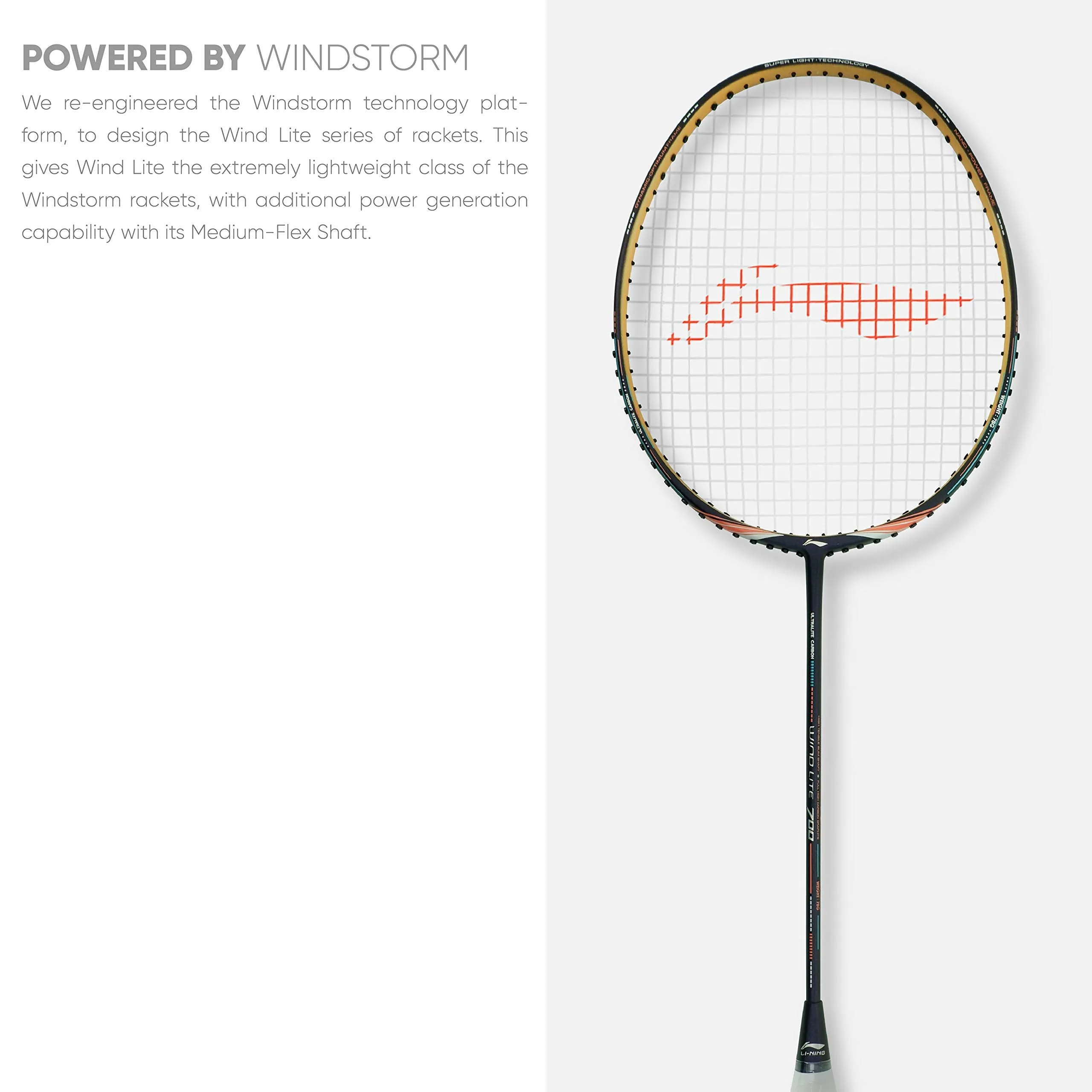 Wind Lite 700 Carbon Fibre Strung Badminton Racket with Free Full Cover (Purple/Peach)