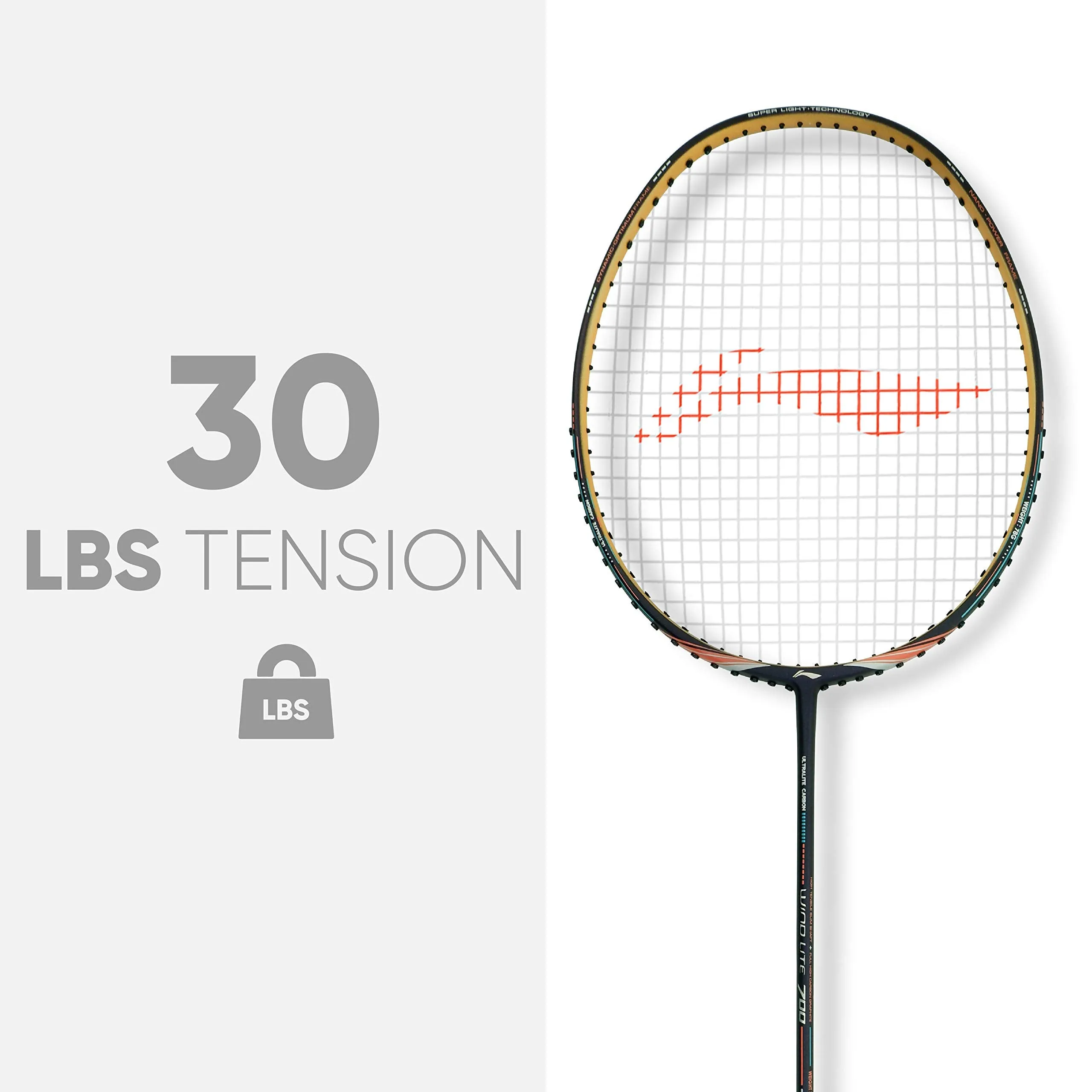 Wind Lite 700 Carbon Fibre Strung Badminton Racket with Free Full Cover (Purple/Peach)