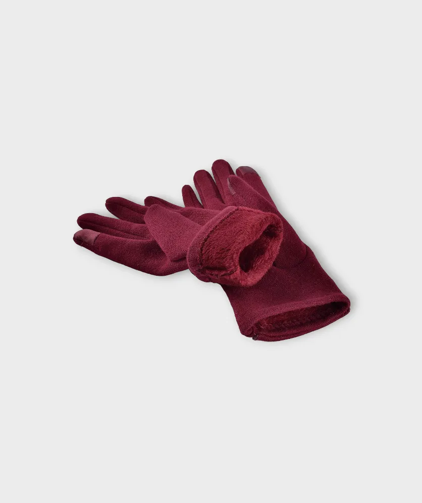 Womens Gloves with Touchscreen Fingers Fleece Lined Stretch Buttons On Cuff